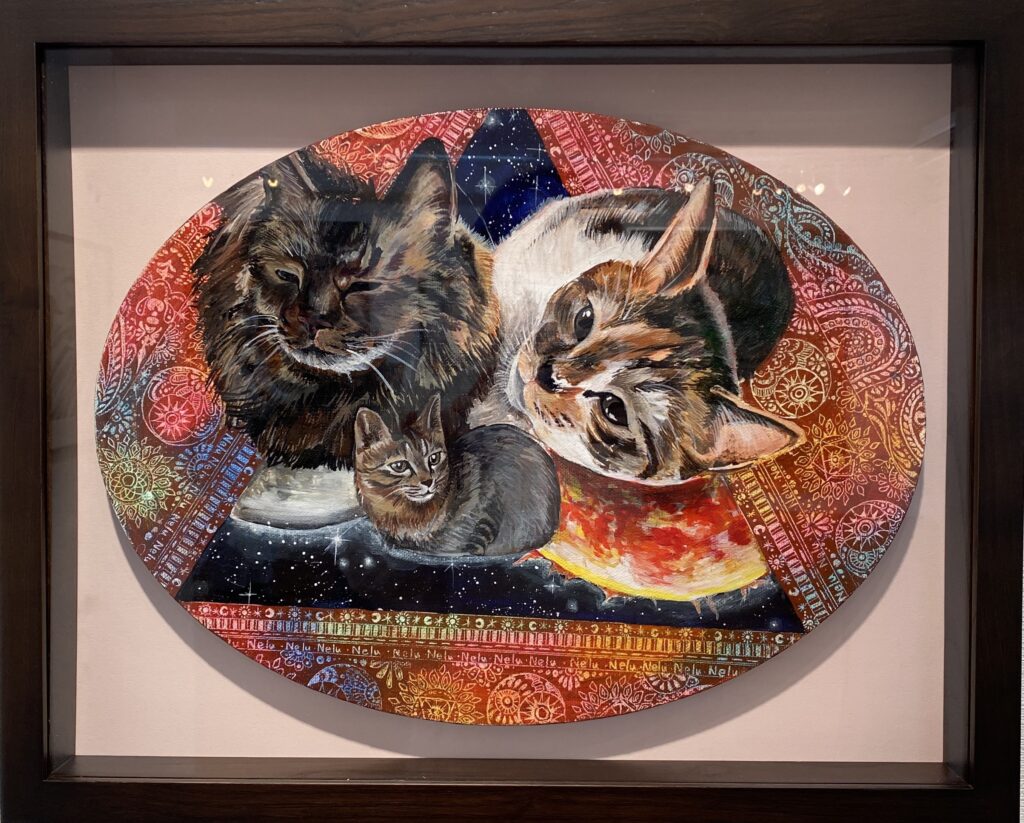 Feeling/ｱｸﾘﾙ絵具.ｸﾚﾊﾟｽ/楕円形24×30/木本さき作/66,000円